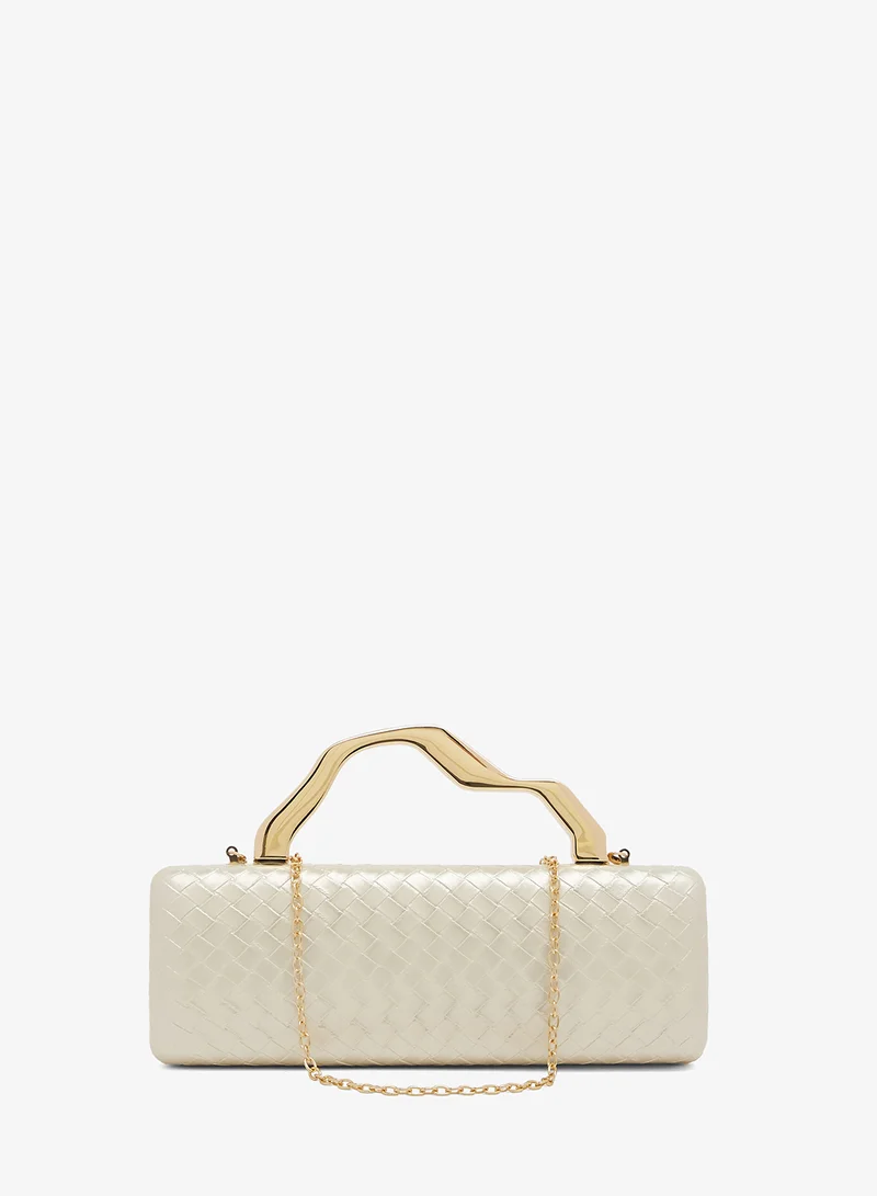 East-To-West Metallic Bag With Gold Statement Handle